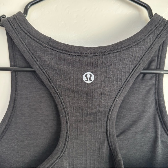 Lululemon Ebb to Street Ribbed Cropped Racerback Tank Top Charcoal Grey Size 6 - Picture 8 of 13
